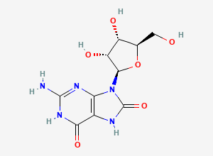 Two-dimensional chemical structure of 8-Hydroxyguanosine