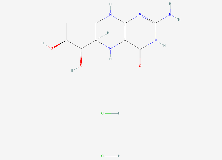 Two-dimensional chemical structure of Sapropterin Dihydrochloride