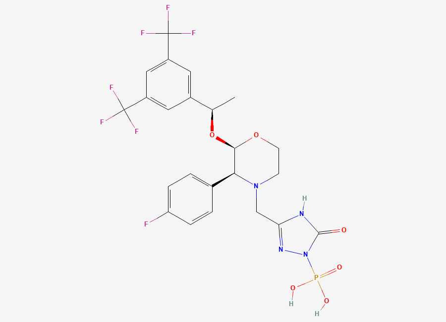 Two-dimensional chemical structure of Fosaprepitant, CAS 172673-20-0