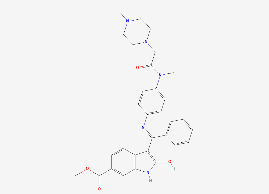 Two-dimensional chemical structure of Nintedanib, CAS 656247-17-5