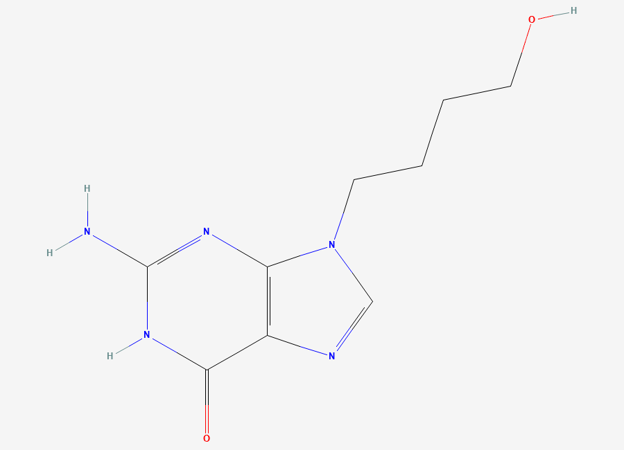 Two-dimensional chemical structure of 9-(4-Hydroxybutyl)guanine, CAS 23169-37-1