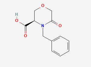 Two-dimensional chemical structure of (R)-4-Benzyl-5-oxo-3-morpholinecarboxylic Acid