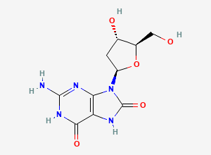 Two-dimensional chemical structure of 8-Hydroxy-2'-Deoxyguanosine