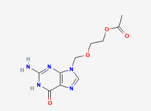 Two-dimensional chemical structure of Acyclovir EP Impurity A/O-Acetyl Acyclovir/Valciclovir EP Impurity I/ Acyclovir Related Compound A, CAS 102728-64-3