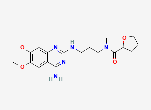 Two-dimensional chemical structure of N-(3-((4-Amino-6,7-dimethoxyquinazolin-2-yl)amino)propyl)-N-methyltetrahydrofuran-2-carboxamide