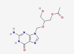 Two-dimensional chemical structure of Monoacetoxy Ganciclovir / Valganciclovir Related Compound E, CAS 88110-89-8