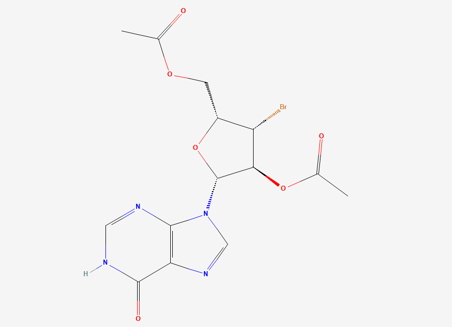Two-dimensional chemical structure of 9-(2,5-Di-O-acetyl-3-bromo-3-deoxy-beta-D-xylofuranosyl)-1,9-dihydro-6H-purin-6-one