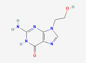 Two-dimensional chemical structure of Acyclovir EP Impurity P / Acyclovir Hydroxyethyl Guanine, CAS 23169-33-7