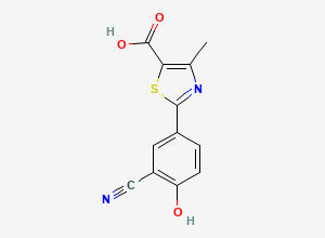 Two-dimensional chemical structure of 2-(3-Cyano-4-hydroxyphenyl)-4-methylthiazole-5-carboxylic acid, CAS 407582-48-3