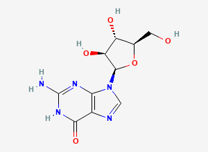 Two-dimensional chemical structure of 9-(b-D-Arabinofuranosyl)guanine, CAS 38819-10-2