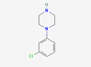 Two-dimensional chemical structure of 1-(3-Chlorophenyl)piperazine, CAS 6640-24-0