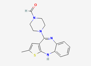 Two-dimensional chemical structure of Olanzapine F-PIN Impurity / N-Demethyl-N-formylolanzapine, CAS 639460-79-0