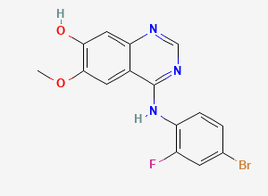 Two-dimensional chemical structure of 4-[(4-Bromo-2-fluorophenyl)amino]-6-methoxy-7-quinazolinol, CAS 196603-96-0