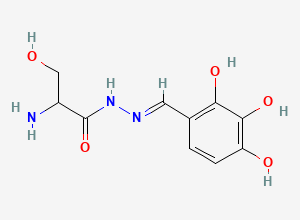 Two-dimensional chemical structure of (S,E)-2-Amino-3-hydroxy-N'-(2,3,4-trihydroxybenzylidene)propanehydrazide