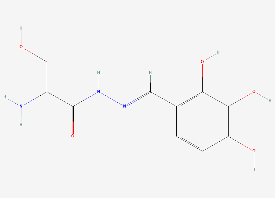 Two-dimensional chemical structure of (S,E)-2-Amino-3-hydroxy-N'-(2,3,4-trihydroxybenzylidene)propanehydrazide