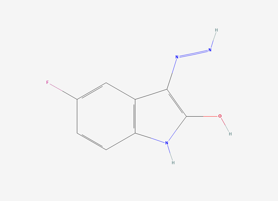 Two-dimensional chemical structure of 5-Fluoro-3-hydrazonoindolin-2-one