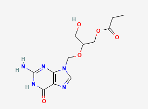 Two-dimensional chemical structure of Valganciclovir EP Impurity J / Ganciclovir Monopropionate/ Ganciclovir EP Impurity B, CAS 194159-18-7