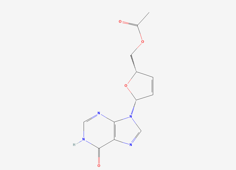 Two-dimensional chemical structure of 2',3'-Didehydro-2',3'-dideoxy-5'-acetate Inosine, CAS 130676-57-2