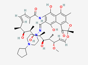Two-dimensional chemical structure of 25-Desacetyl Rifapentine, CAS 79039-56-8
