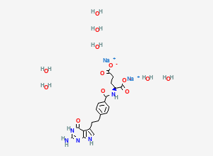 Two-dimensional chemical structure of Pemetrexed disodium heptahydrate, CAS 357166-29-1