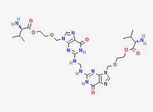 Two-dimensional chemical structure of Valaciclovir EP Impurity P / Valaciclovir Dimer / Bis Valacyclovir, CAS 1356019-51-6