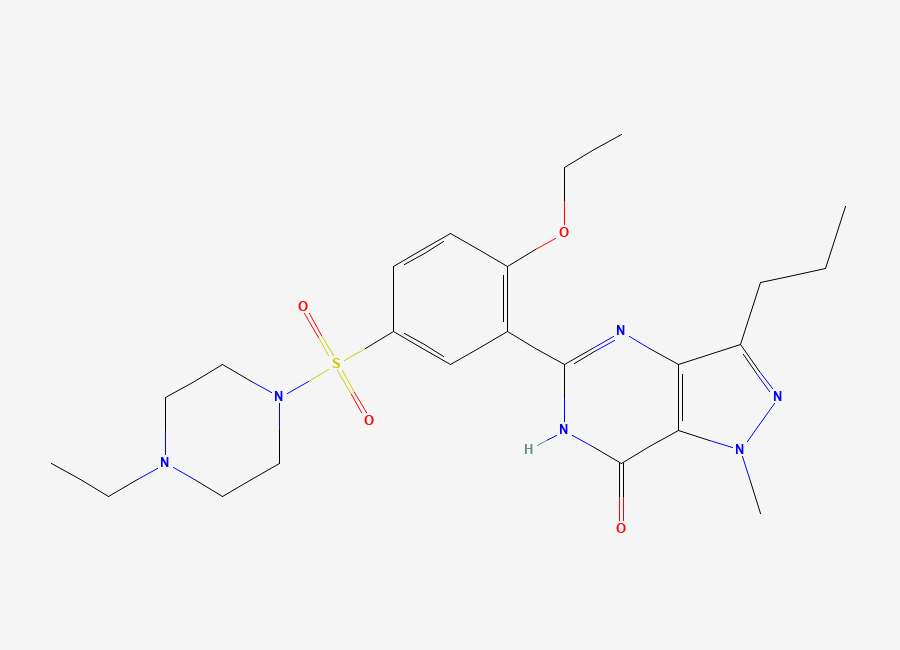 Two-dimensional chemical structure of Sildenafil N-Ethyl Impurity, CAS 642928-07-2