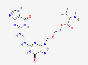 Two-dimensional chemical structure of Valaciclovir EP Impurity N/ Guaninyl Valacyclovir, CAS 2519847-26-6