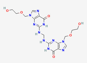 Two-dimensional chemical structure of Acyclovir EP Impurity K / Acyclovir N-Methylene Dimer/ Bis-Acyclovir, CAS 1797131-64-6