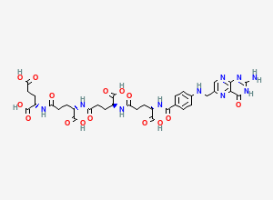 Two-dimensional chemical structure of N-(4-{[(2-Amino-4-Oxo-3,4-Dihydropteridin-6-Yl)methyl]amino}benzoyl)-L-Gamma-Glutamyl-L-Gamma-Glutamyl-L-Gamma-Glutamyl-L-Glutamic Acid