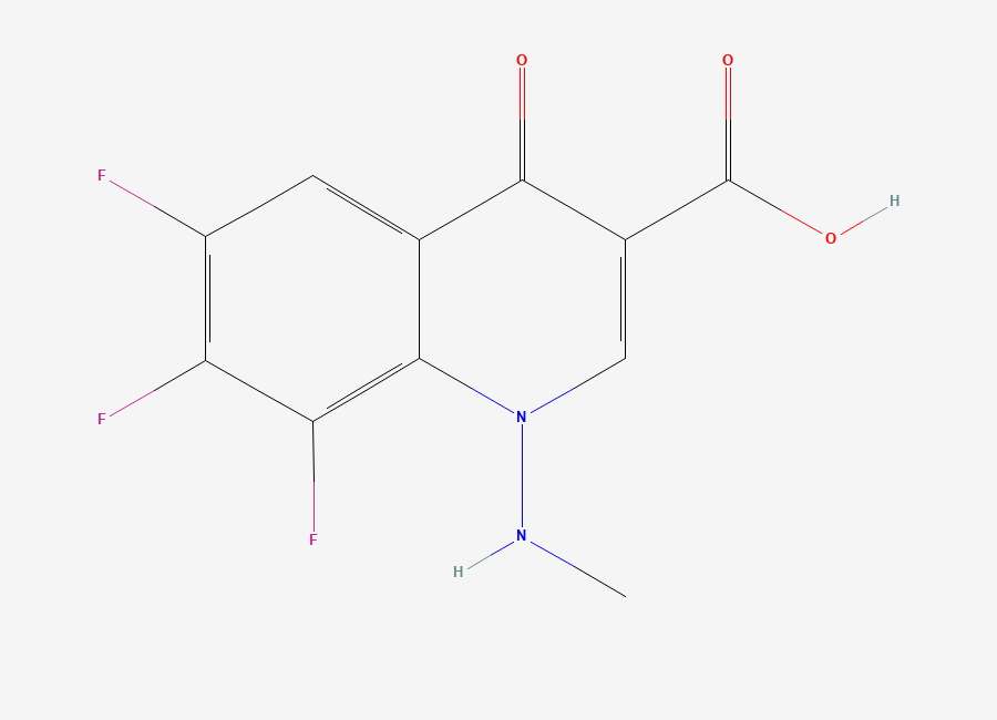 Two-dimensional chemical structure of 1-Methylamino-6,7,8-trifluoro-1,4-dihydro-4-oxo-3-quinolinecarboxylic acid
