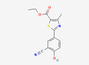 Two-dimensional chemical structure of Febuxostat 4-Hydroxy Ethyl Ester, CAS 161798-02-3