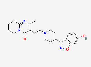 Two-dimensional chemical structure of 6-Desfluoro-6-Hydroxy Risperidone, CAS 106266-11-9