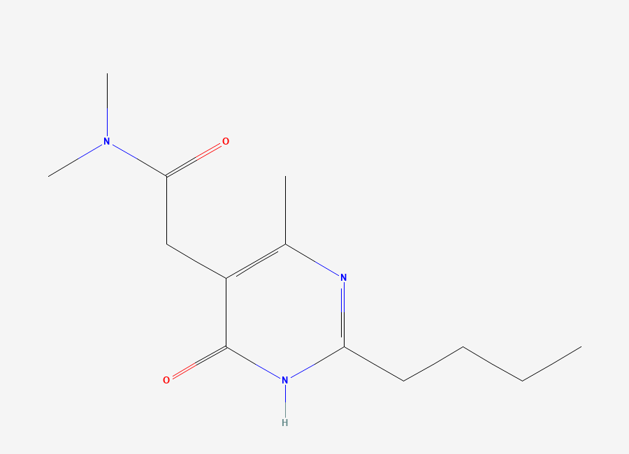 Two-dimensional chemical structure of 5-Pyrimidineacetamide, 2-butyl-1, 6-dihydro-N, N, 4-trimethyl-6-oxo, CAS 1315478-13-7