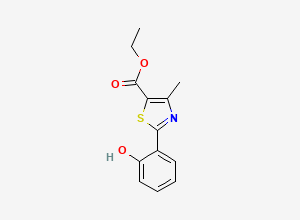 Two-dimensional chemical structure of Ethyl 2-(2-hydroxyphenyl)-4-methylthiazole-5-carboxylate, CAS 118485-48-6