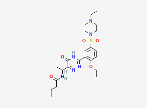Two-dimensional chemical structure of N-{1-[3-(2-ethoxy-5-(4-ethylpiperazinyl)sulfonylphenyl)-4,5-dihydro-5-oxo-1,2,4-triazin-6-yl]ethyl}butyramide