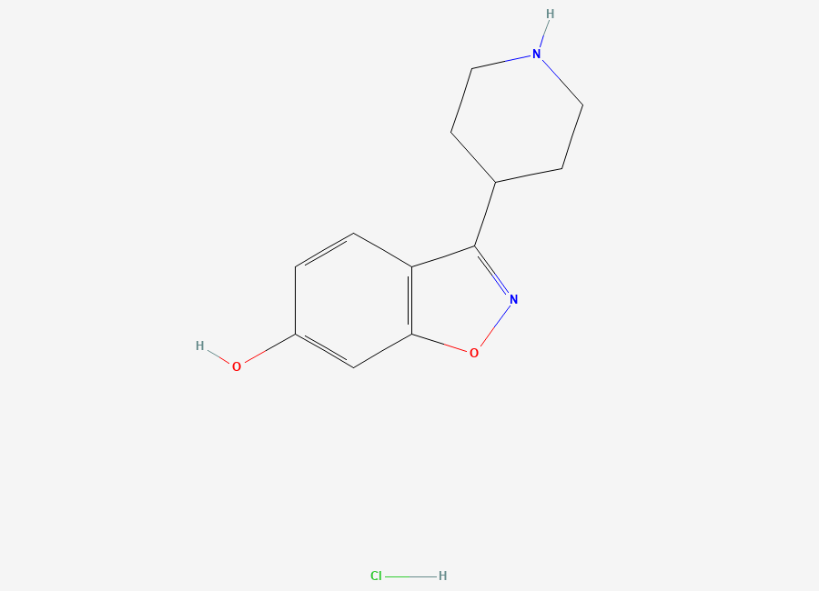 Two-dimensional chemical structure of 3-piperidin-4-yl-1,2-benzoxazol-6-ol;hydrochloride