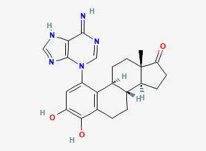 Two-dimensional chemical structure of 4-Hydroxy Estrone 1-N3-Adenine, CAS 488841-24-3