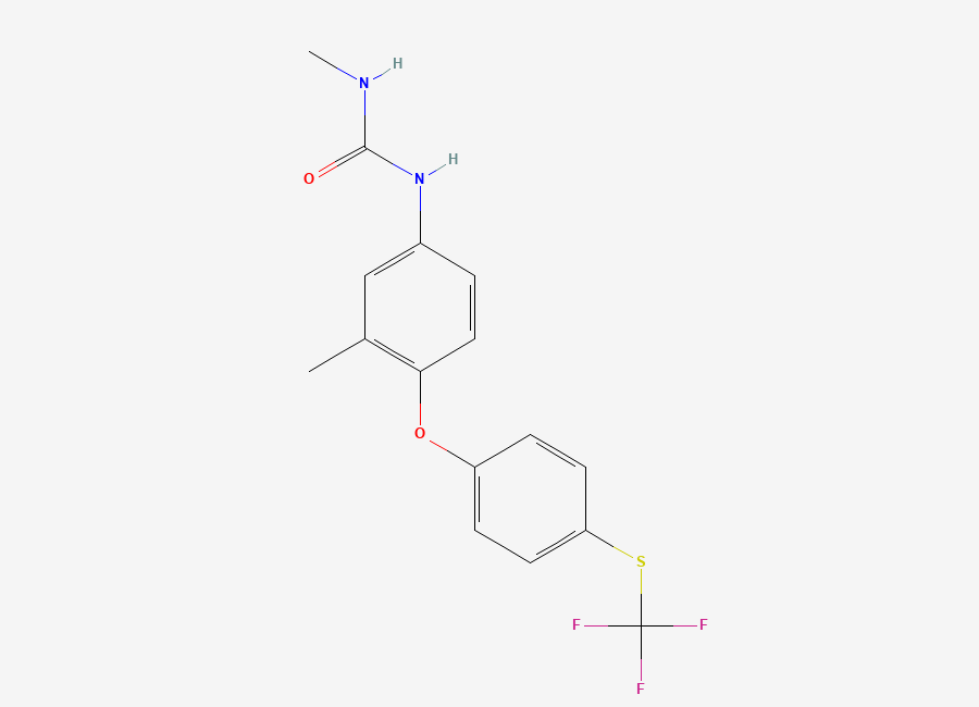 Two-dimensional chemical structure of 1-Methyl-3-(3-methyl-4-(4-((trifluoromethyl)thio)phenoxy)phenyl)urea, CAS 106310-22-9