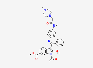 Two-dimensional chemical structure of (Z)-Methyl 1-acetyl-3-(((4-(N-methyl-2-(4-methylpiperazin-1-yl)acetamido)phenyl)amino)(phenyl)methylene)-2-oxoindoline-6-carboxylate, CAS 2380229-45-6
