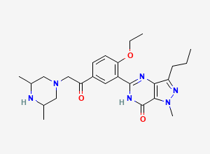 Two-dimensional chemical structure of Des-N-Ethyl 3,5-Dimethylacetildenafil, CAS 1290041-88-1
