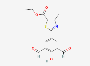 Two-dimensional chemical structure of Febuxostat Diformyl Impurity, CAS 2073891-59-3