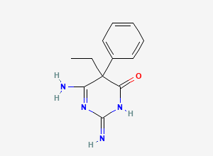 Two-dimensional chemical structure of 5-Ethyl-2,6-diimino-5-phenyltetrahydropyrimidin-4(1H)-one, (5RS)-