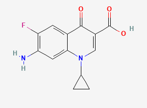 Two-dimensional chemical structure of 7-Amino-1-cyclopropyl-6-fluoro-4-oxo-1,4-dihydroquinoline-3-carboxylic acid, CAS 105674-91-7