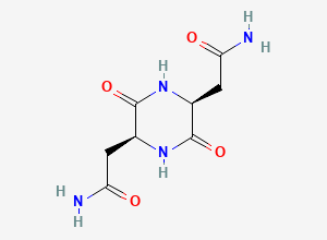 Two-dimensional chemical structure of 2-[(2S,5S)-5-(carbamoylmethyl)-3,6-dioxopiperazin-2-yl]acetamide