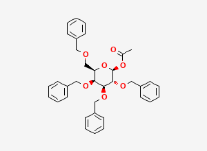 Two-dimensional chemical structure of 1-O-Acetyl- 2,3,4,6-tetra-O-benzyl-β-D-galactopyranose, CAS 3866-62-4