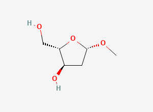 Two-dimensional chemical structure of Methyl-2-deoxy-beta-L-erythro-pentofuranose