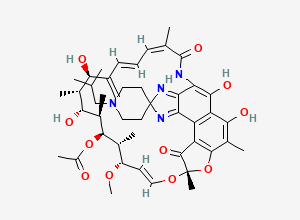 Two-dimensional chemical structure of Rifabutin EP Impurity C/ 21,31-Didehydro Rifabutin, CAS 2241829-23-0