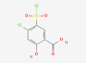 Two-dimensional chemical structure of 4-Chloro-5-(chlorosulfonyl)-2-hydroxybenzoic Acid, CAS 14665-31-7