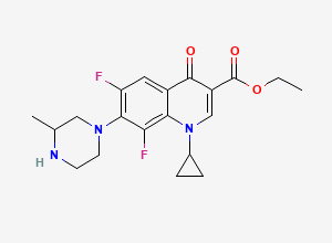 Two-dimensional chemical structure of ETHYL 1-CYCLOPROPYL-6,8-DIFLUORO-7-(3-METHYLPIPERAZIN-1-YL)-4-OXOQUINOLINE-3-CARBOXYLATE, CAS 103460-87-3
