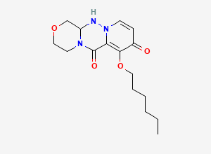 Two-dimensional chemical structure of 11-hexoxy-5-oxa-1,2,8-triazatricyclo[8.4.0.03,8]tetradeca-10,13-diene-9,12-dione